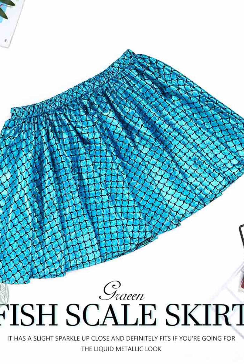 Shiny Fish Scale Patterned Skirt