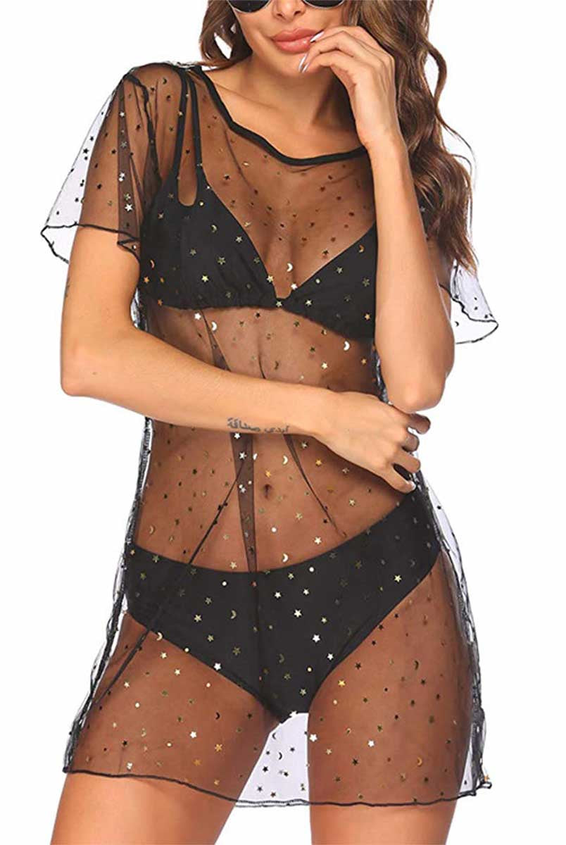 Shimmer Black See-Through Minii Dress