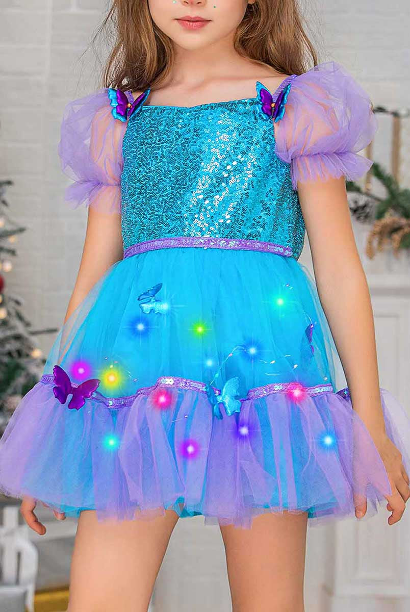 Kids' Light-Up Blue Sequin Dress