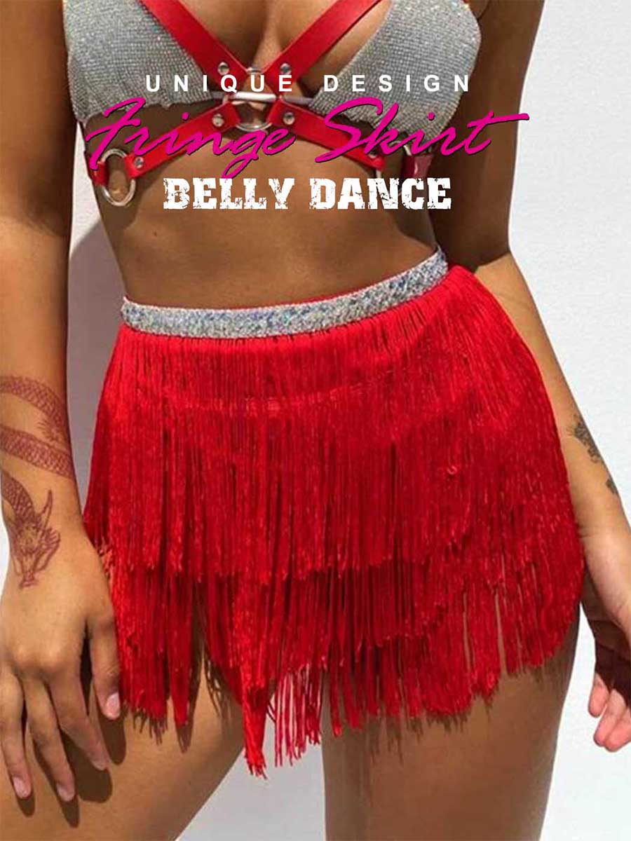 Shimmering Silver Waist Tassel Skirt