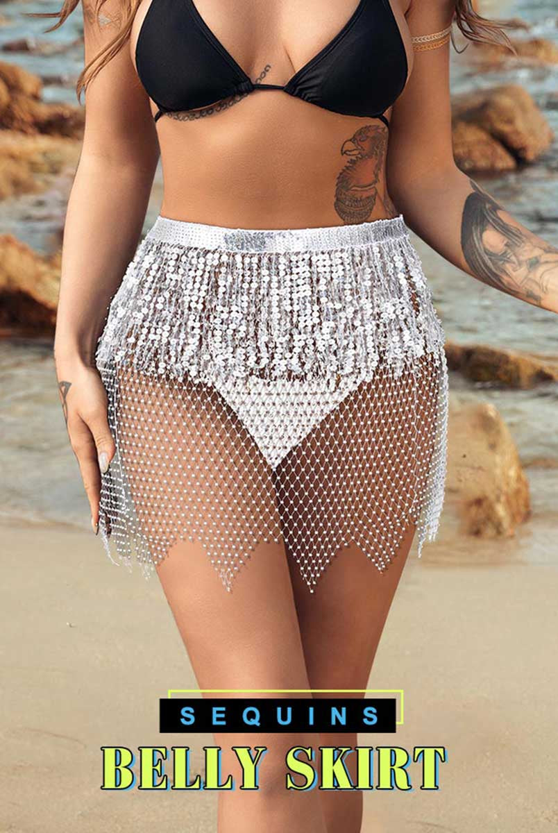 Glistening Silver Fringe Rhinestone Skirt