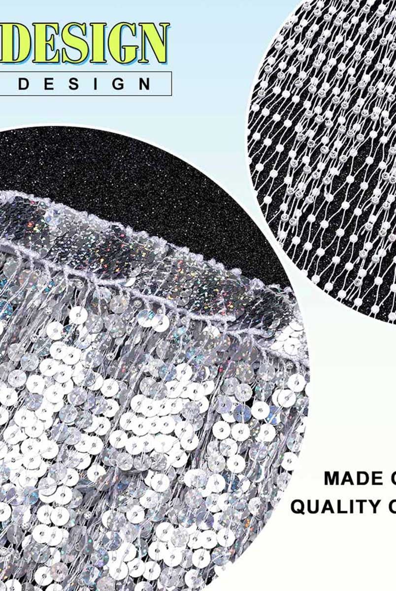 Metallic Sparkle Fishnet Mini Skirt