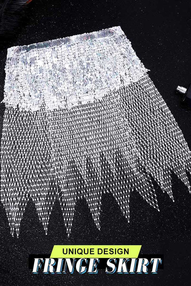 Shimmering Rhinestone Mesh Skirt