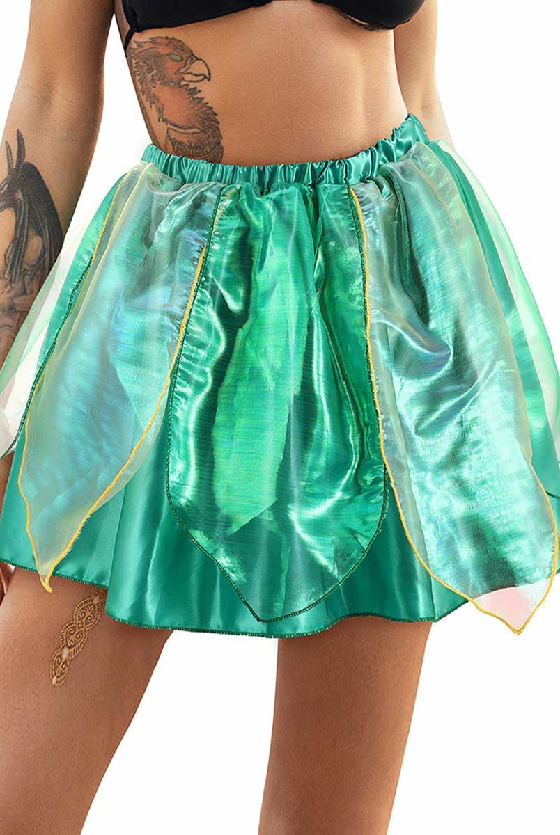 Green Reflective Leaf Tutu Skirt