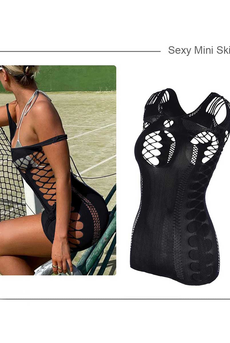 Bold Black Sheer Clubwear Mini Dress