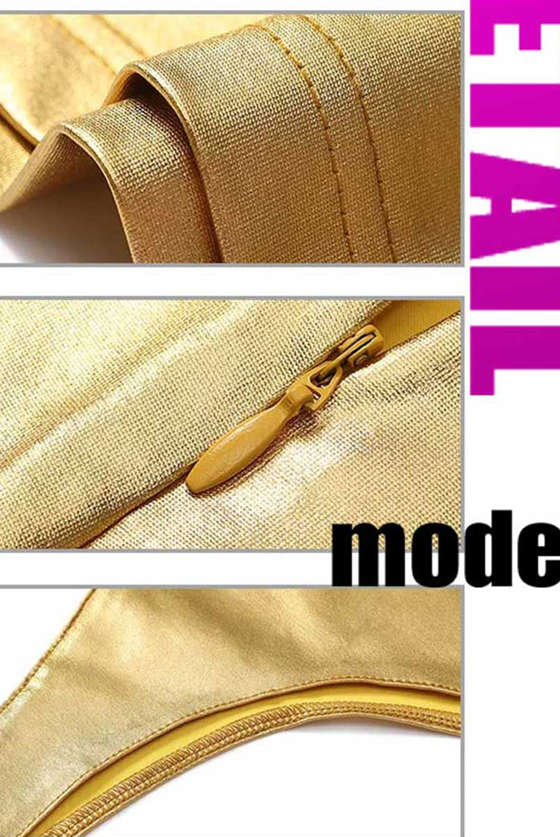 Sleek Golden Reflective Party Dress