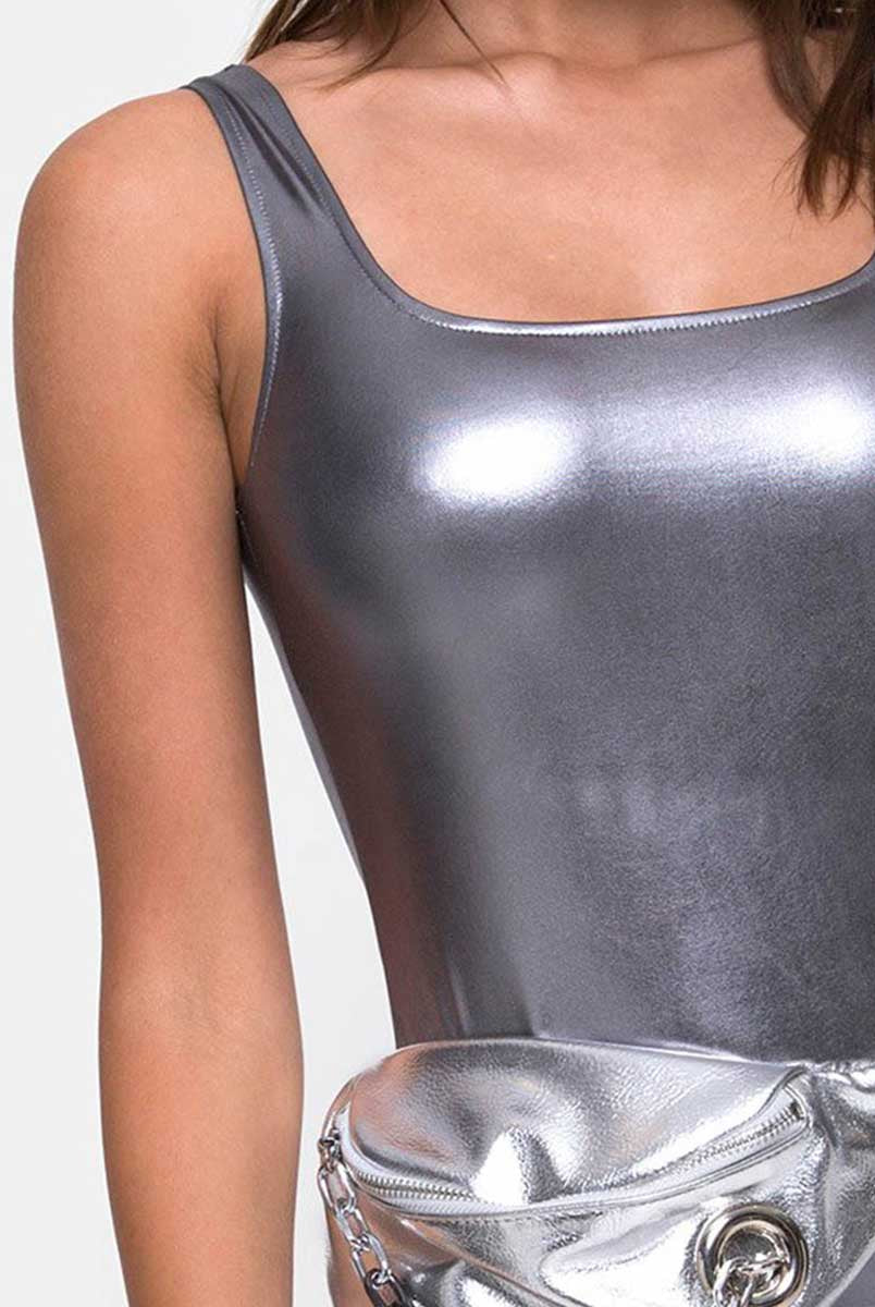 Lustrous Silver Mini Club Dress