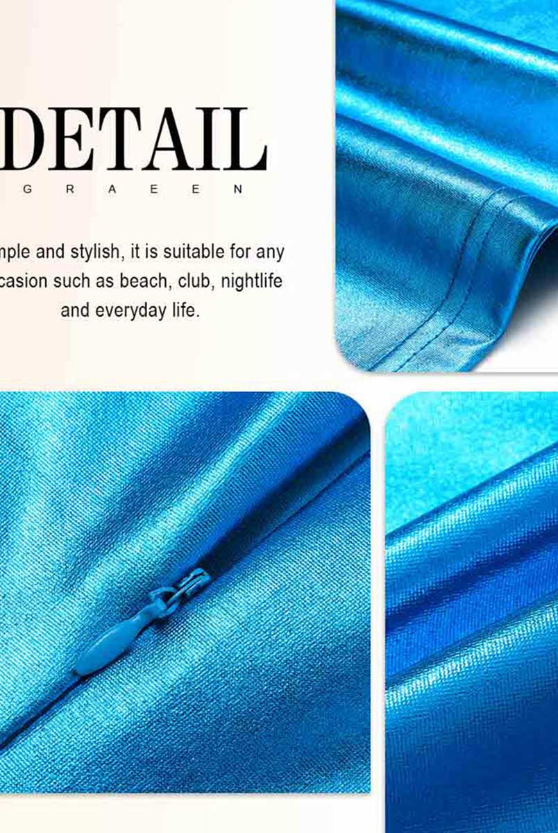 Modern Blue Sheen Bodycon Dress