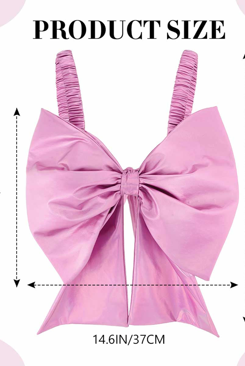Metallic Pink Bow Tank Top