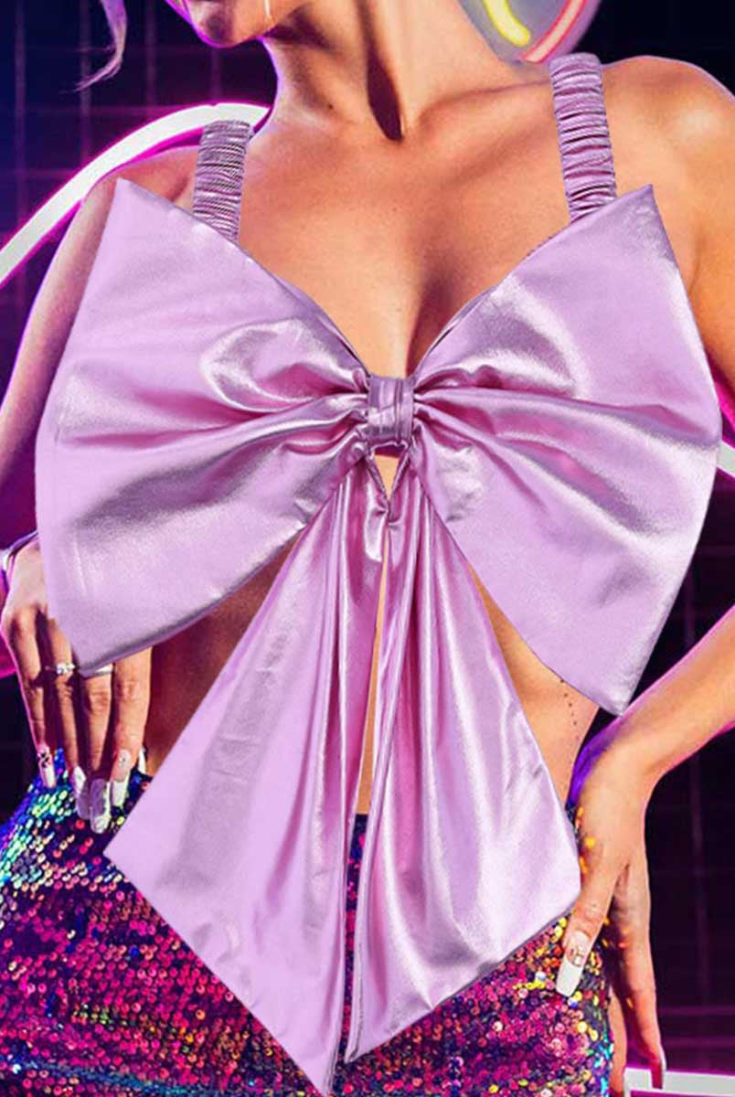 Reflective Pink Bow Bralette