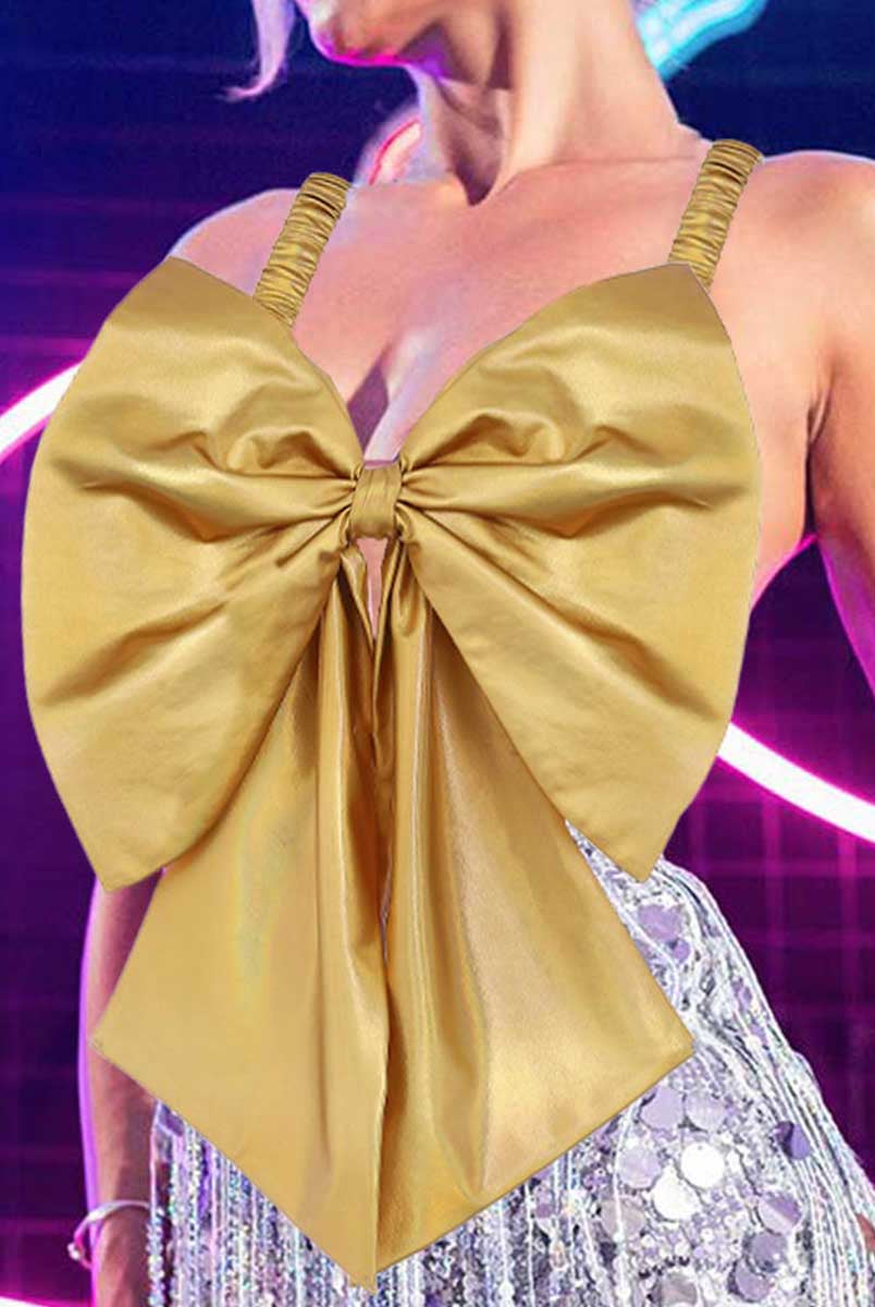 Metallic Gold Bow Tank Top