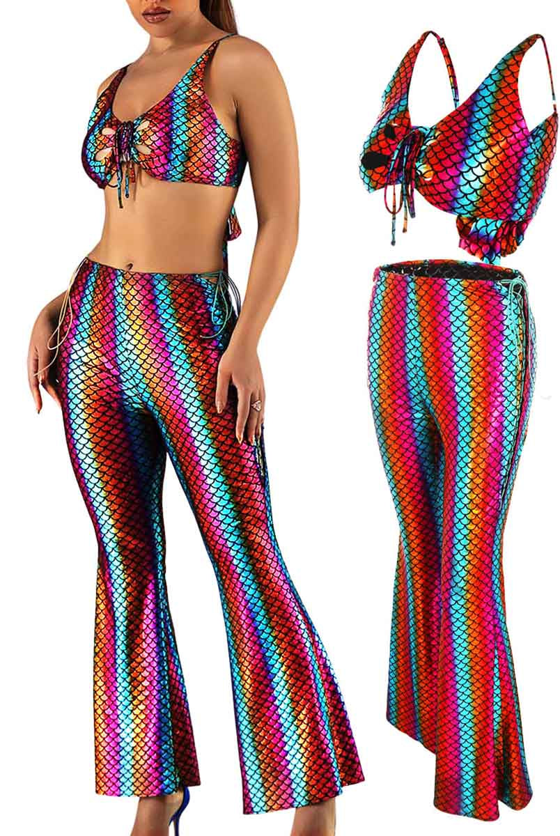 Rainbow Reflective Fish Scale Two-Piece Set
