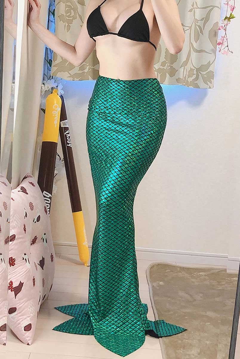 Ocean-Inspired Reflective Long Skirt