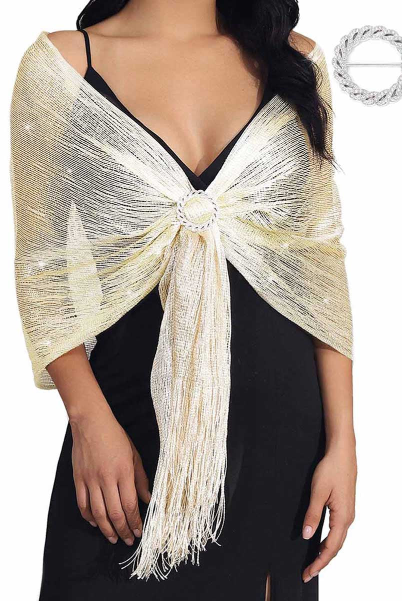 Party Scarf with Crystal Buckle Tassels