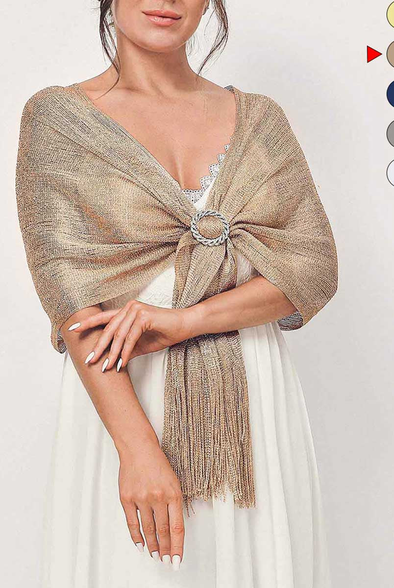 Crystal-Embellished Fringe Shawl