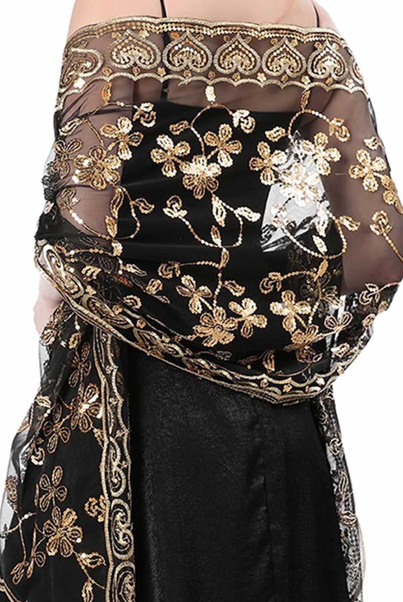 Fringe Evening Wrap with Sparkling Clasp