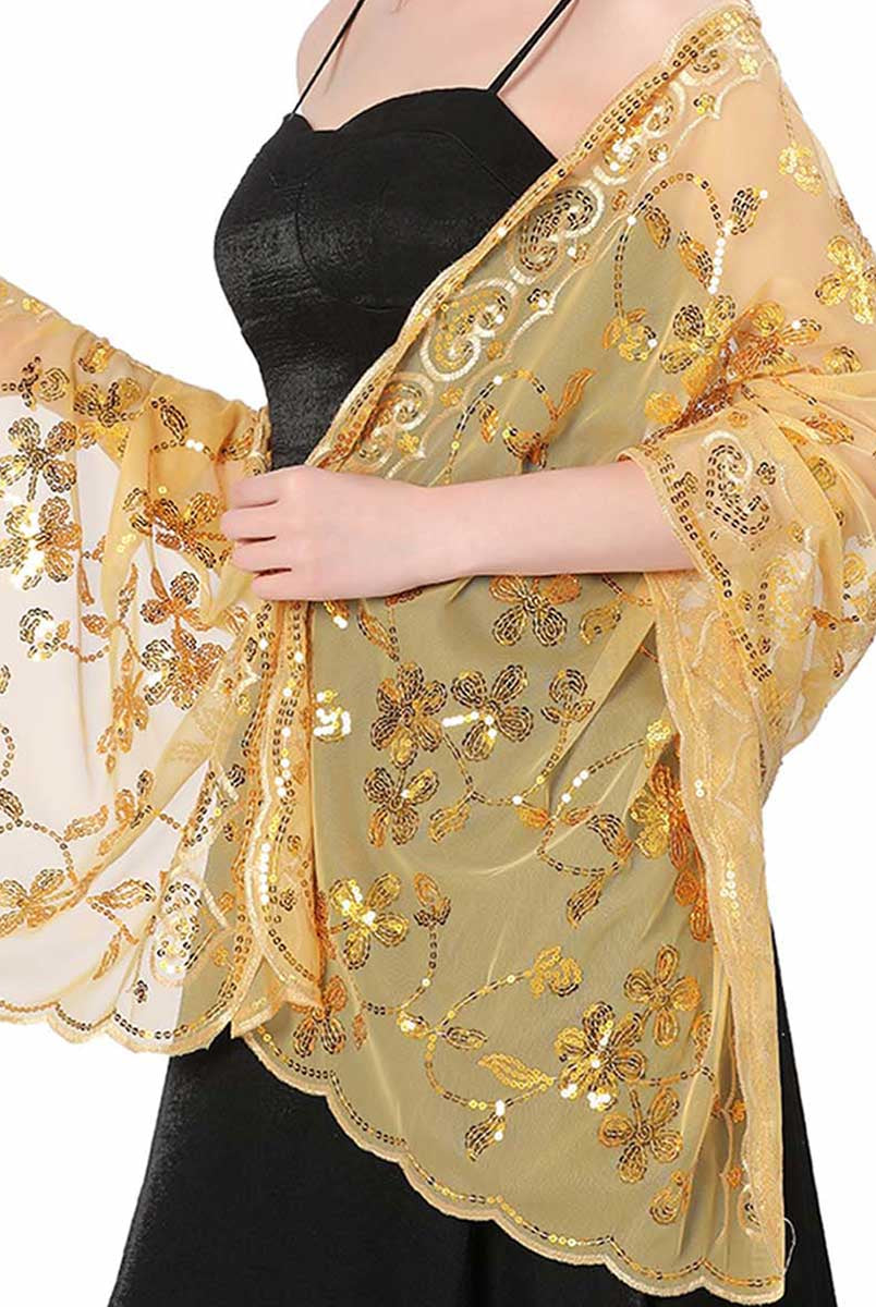 Crystal-Adorned Tassel Shawl