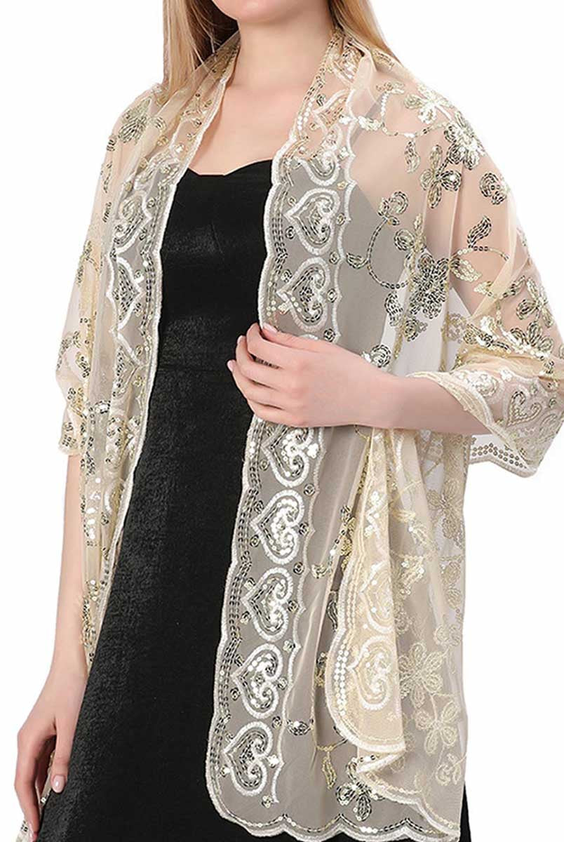 Formal Tassel Scarf with Crystal Brooch