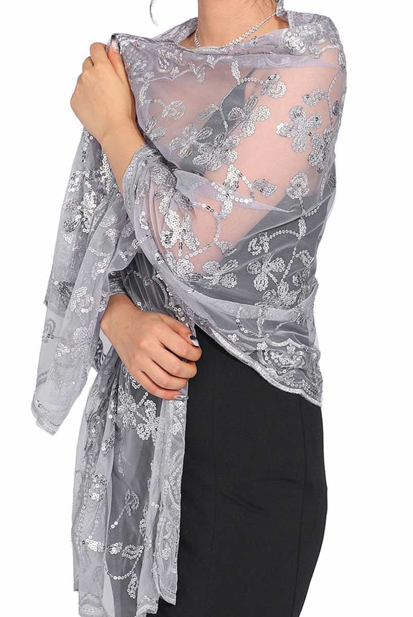 Draped Party Stole with Glittering Fastener