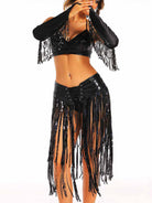 Dramatic Black Fringe Costume