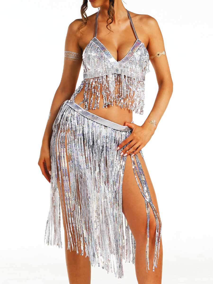 Shimmering Silver Fringe Co-Ord