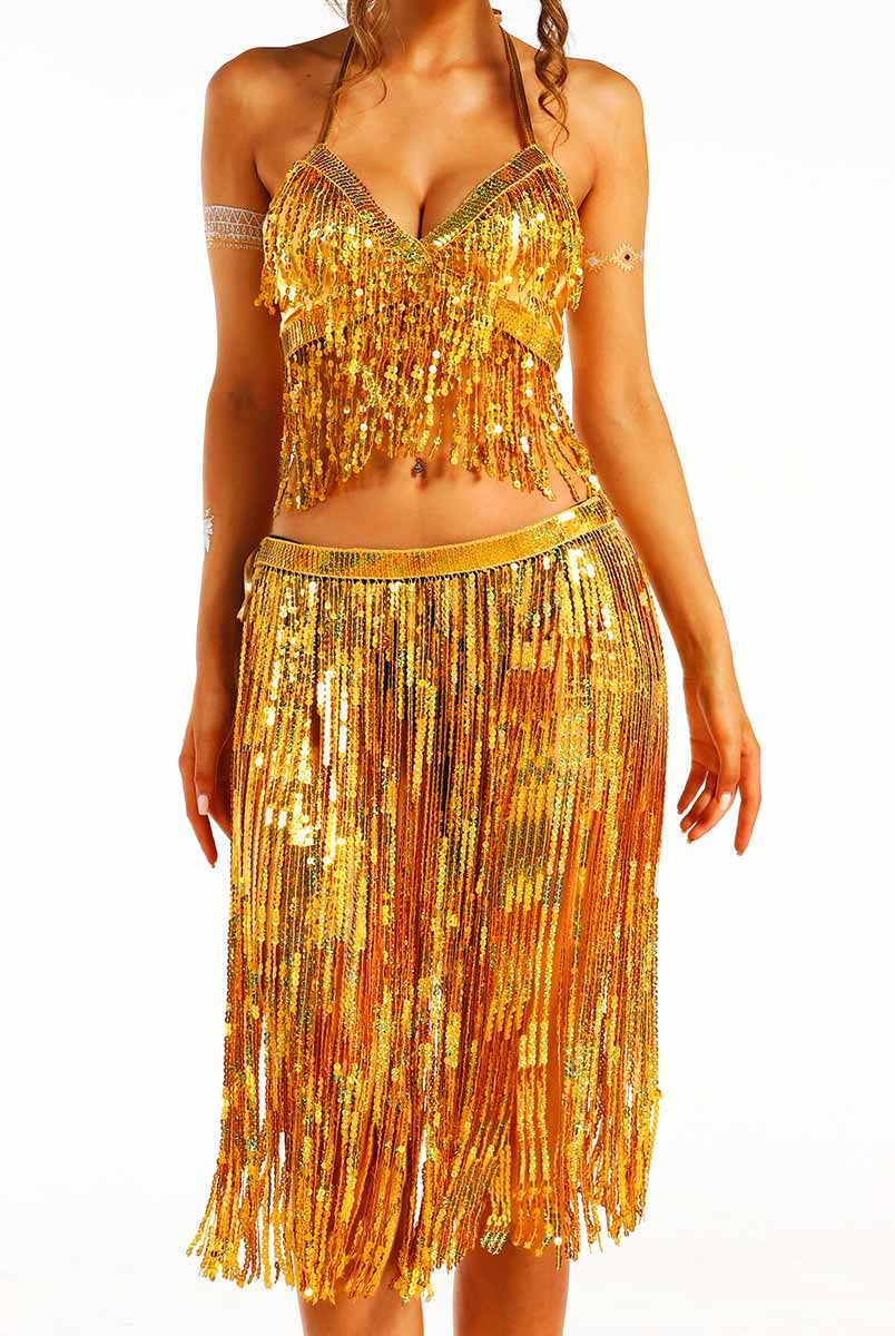 Gold Sequin Tassel Party Set