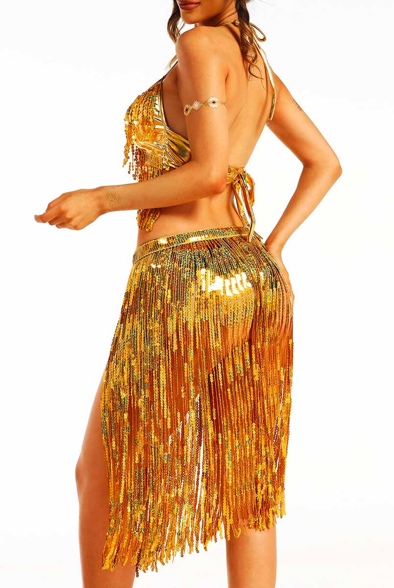 Shimmering Gold Tassel Outfit