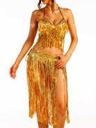 Luxurious Gold Fringe Evening Set