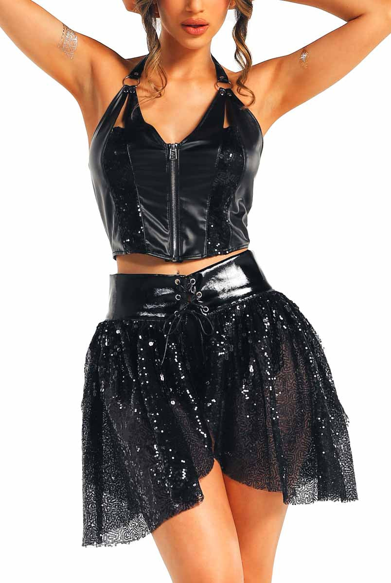 Shiny Gothic Punk Dance Set