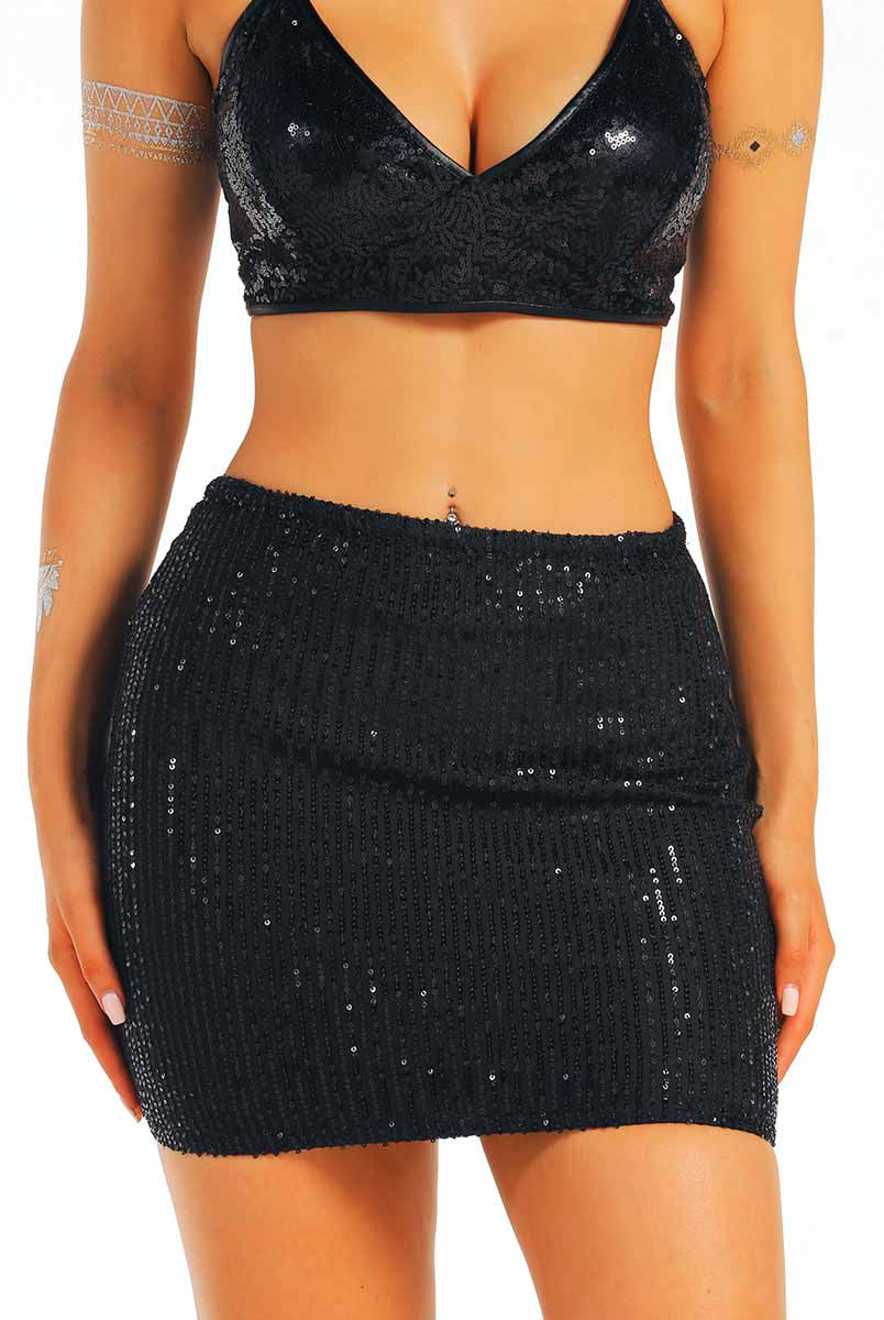 Black Glitter Two-Piece Set