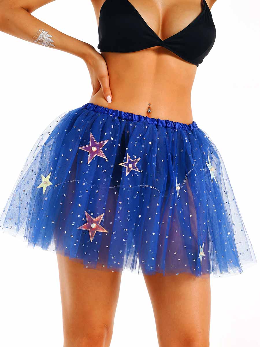 Light-Up Blue Sequin Mini Skirt