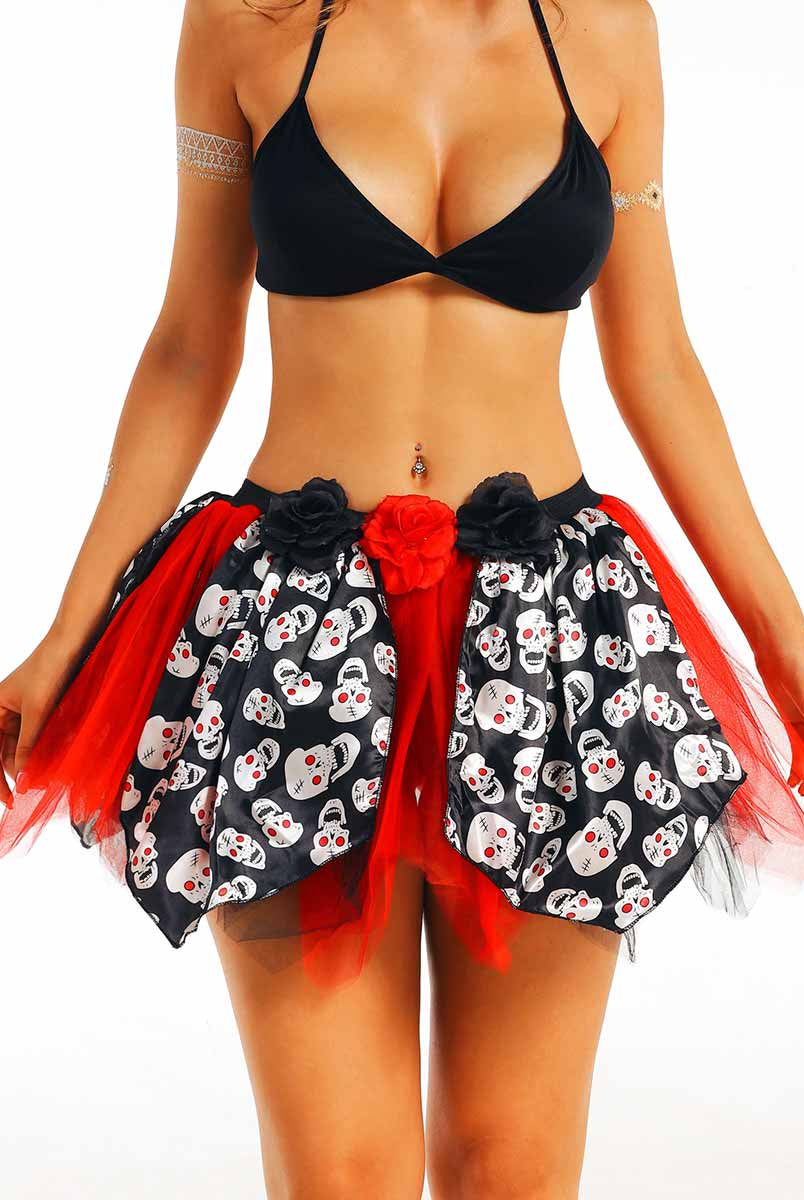 Dark Style Red and Black Skull Skirt