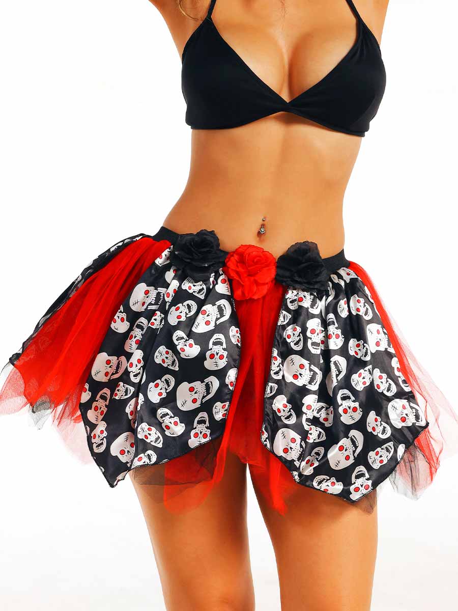 Spooky Red and Black A-line Skirt