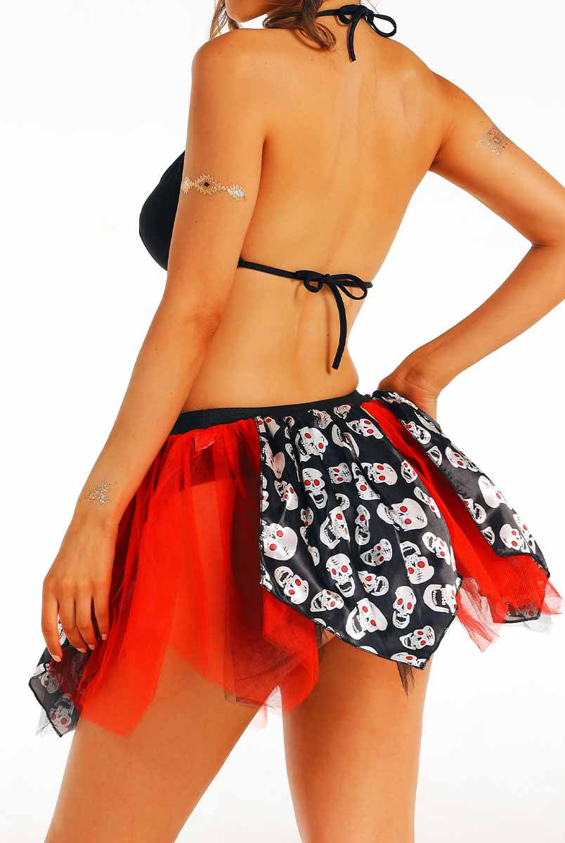 Macabre Rose and Skull Skirt