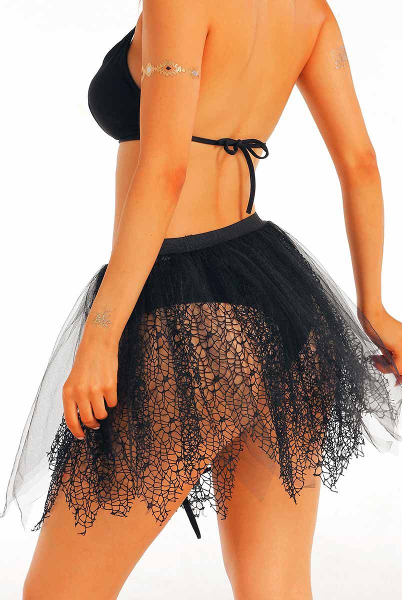 Black Mesh Overlay Skirt