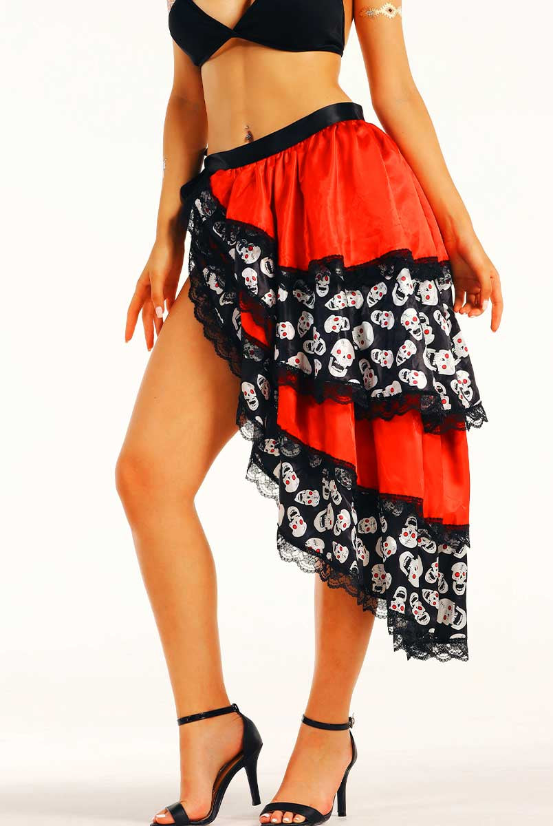Gothic Red and Black Skull Skirt