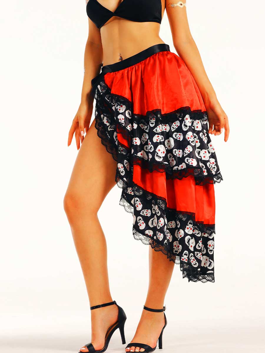 Gothic Red and Black Skull Skirt
