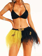 Yellow and Black Layered Tulle Skirt