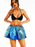Neon Blue Reflective Leaf Dance Skirt