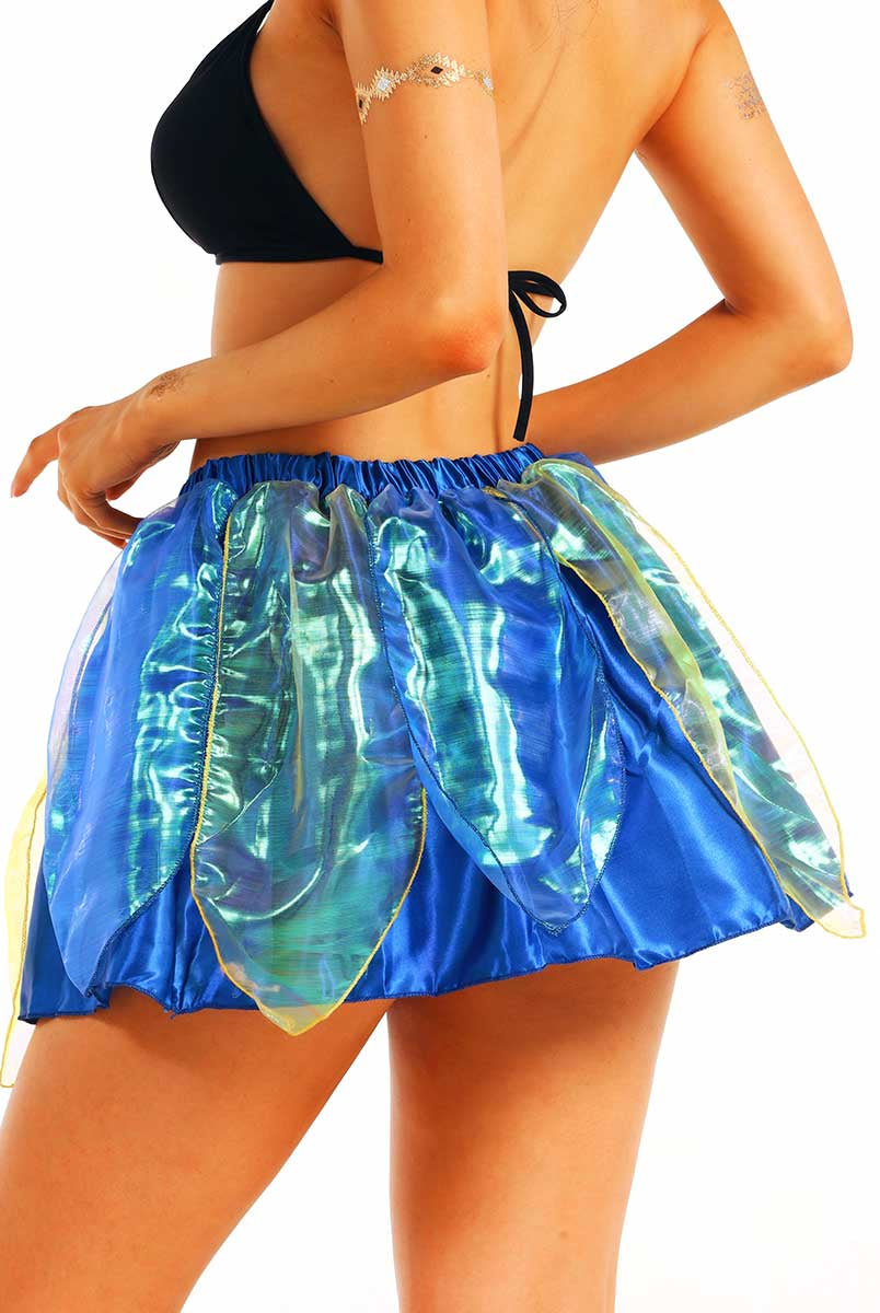 Shiny Electric Blue Layered Skirt