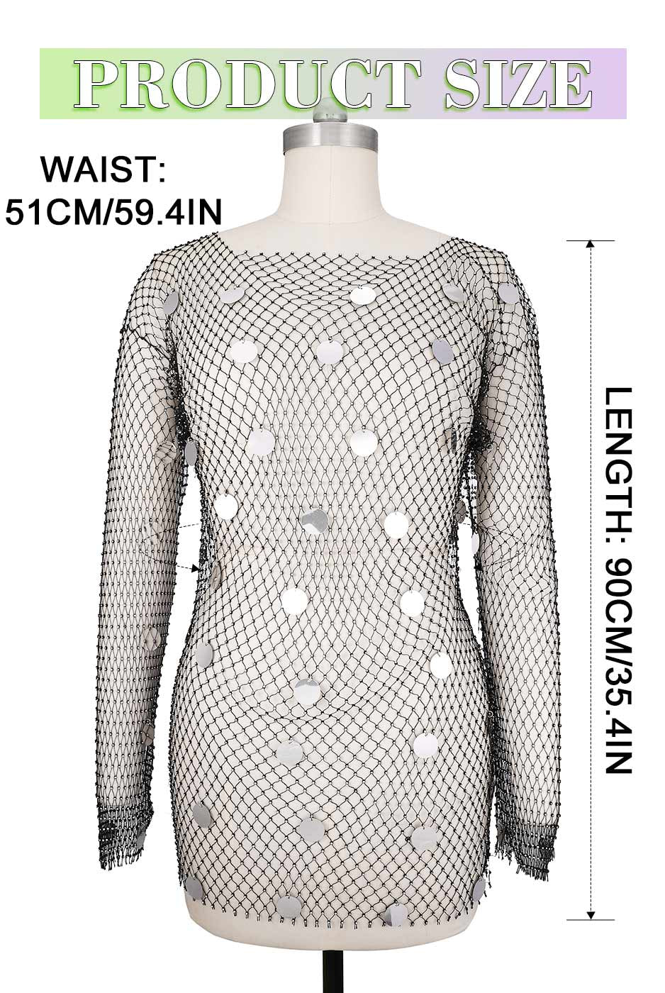 Sparkling Silver Disc Evening Dress