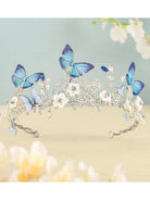 Silver-Plated Butterfly Crystal Crown