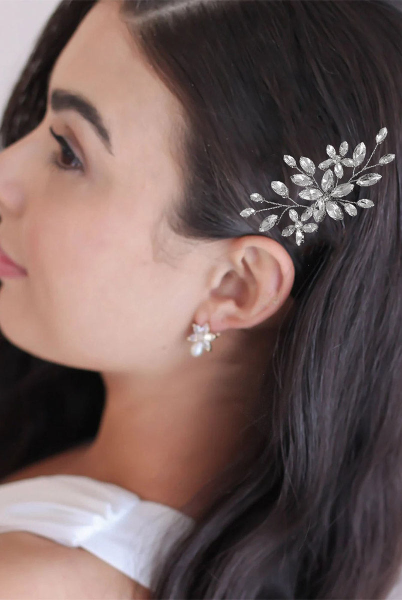 Glistening Silver Crystal Hair Comb