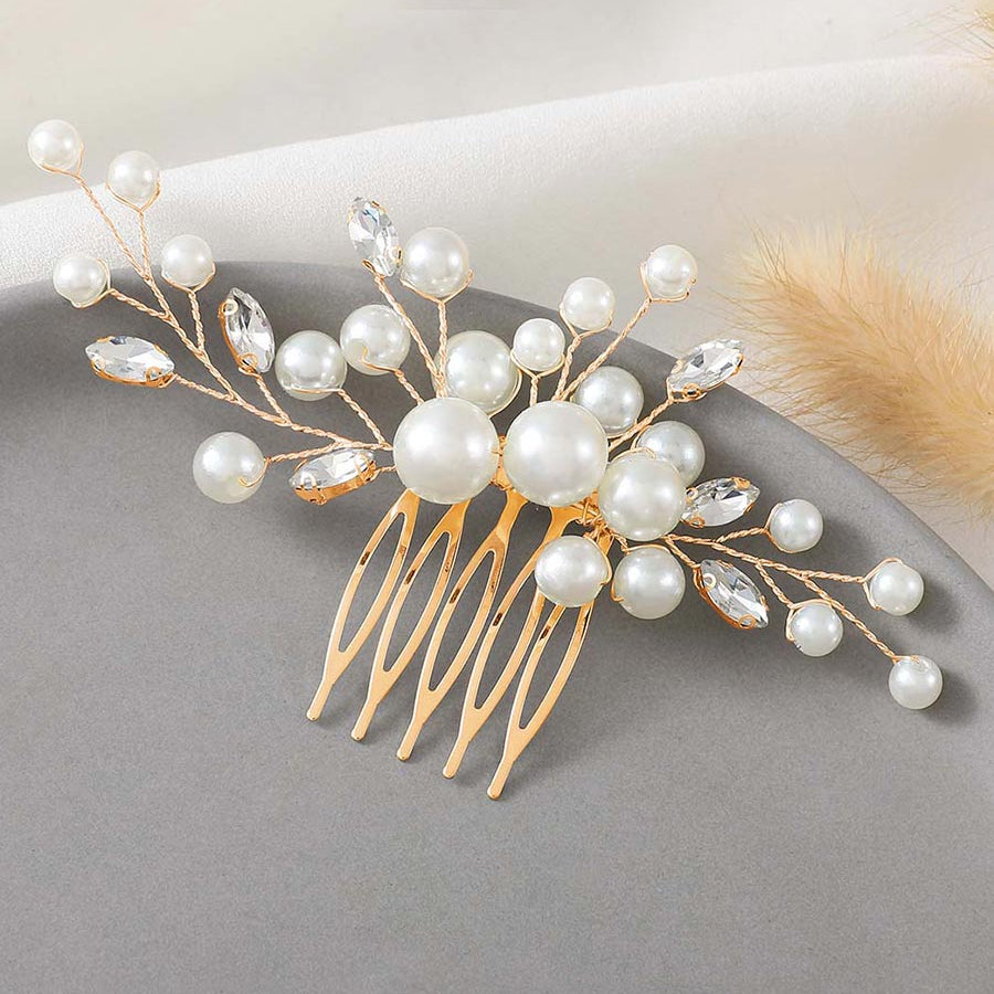Glittering Pearl and Rhinestone Side Hair Comb