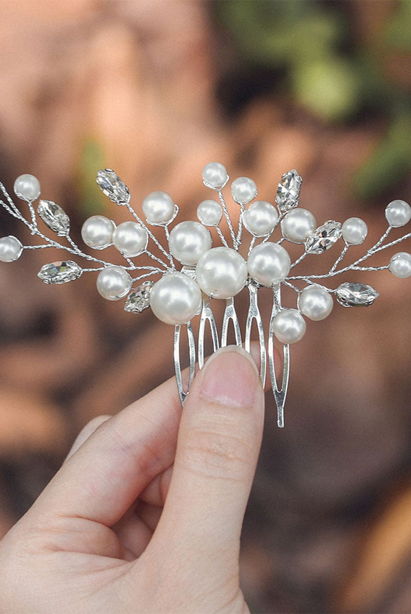 Elegant Rhinestone and Pearl Hairpiece