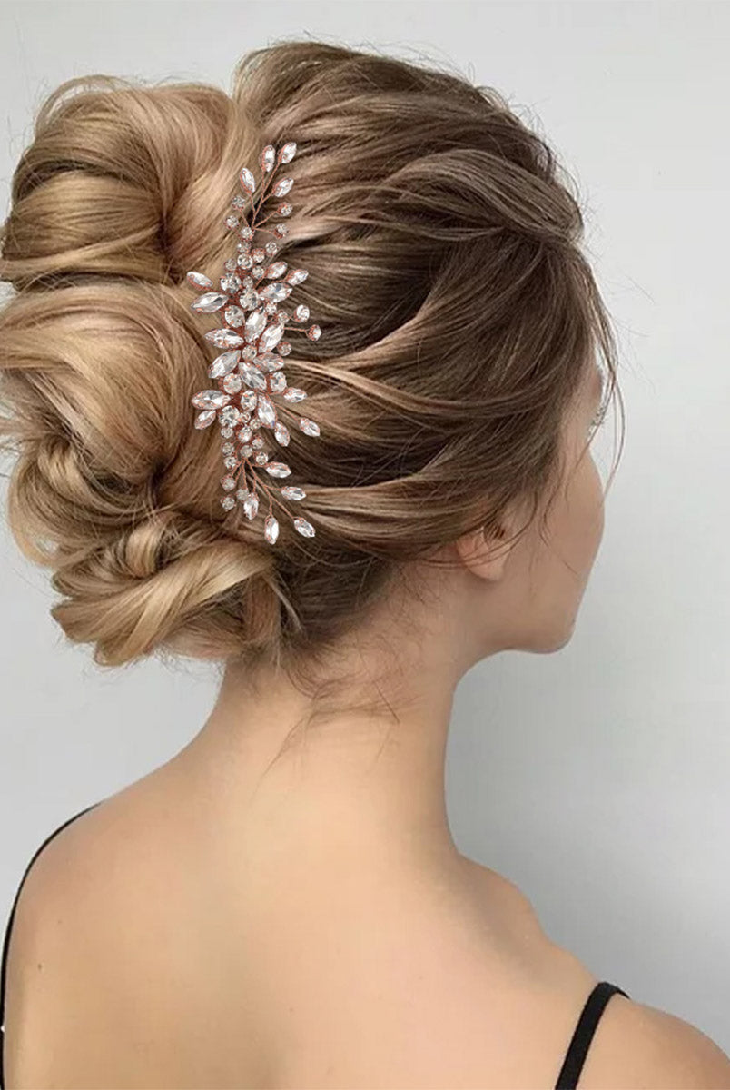 Lustrous Rhinestone Floral Wedding Comb