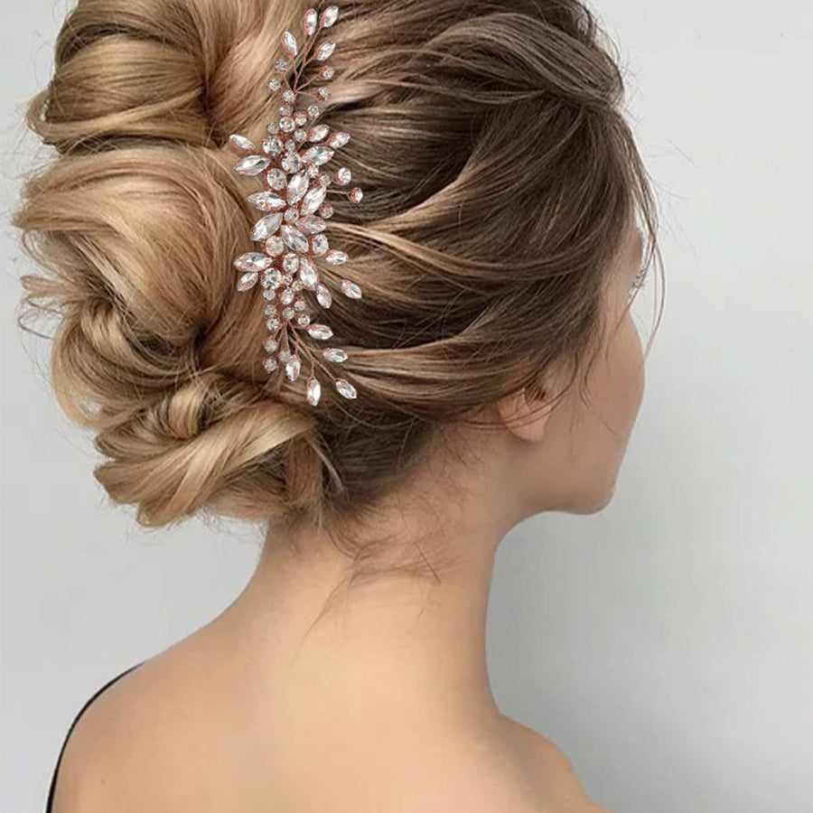 Lustrous Rhinestone Floral Wedding Comb