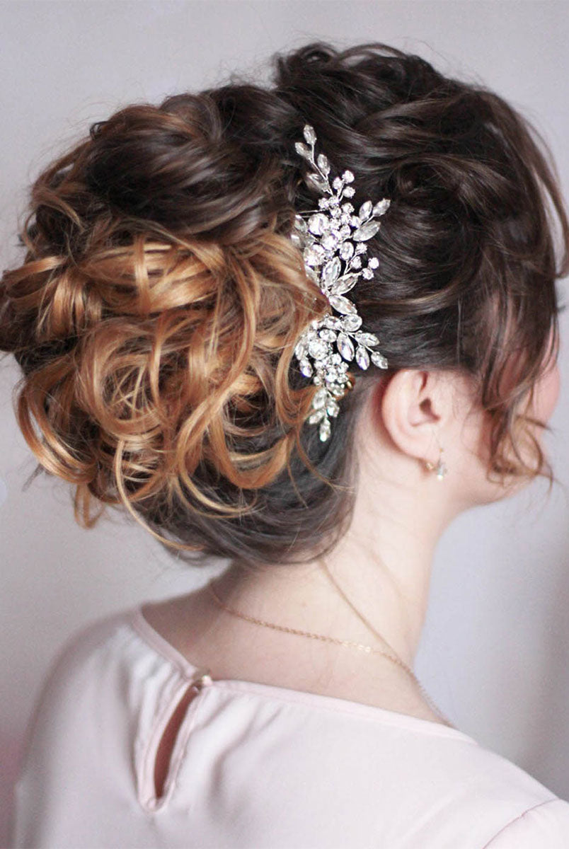 Glistening Floral Gemstone Bridal Comb