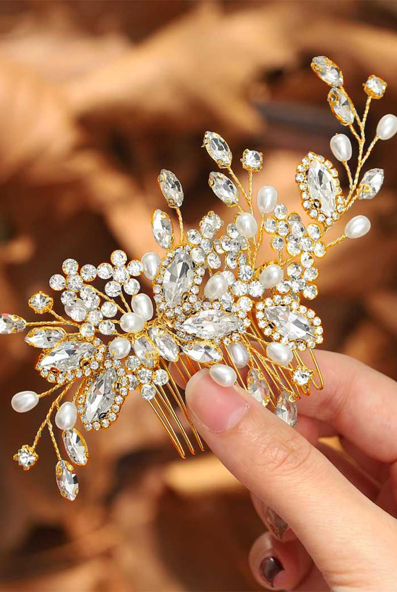 Elegant Pearl and Crystal Wedding Side Comb