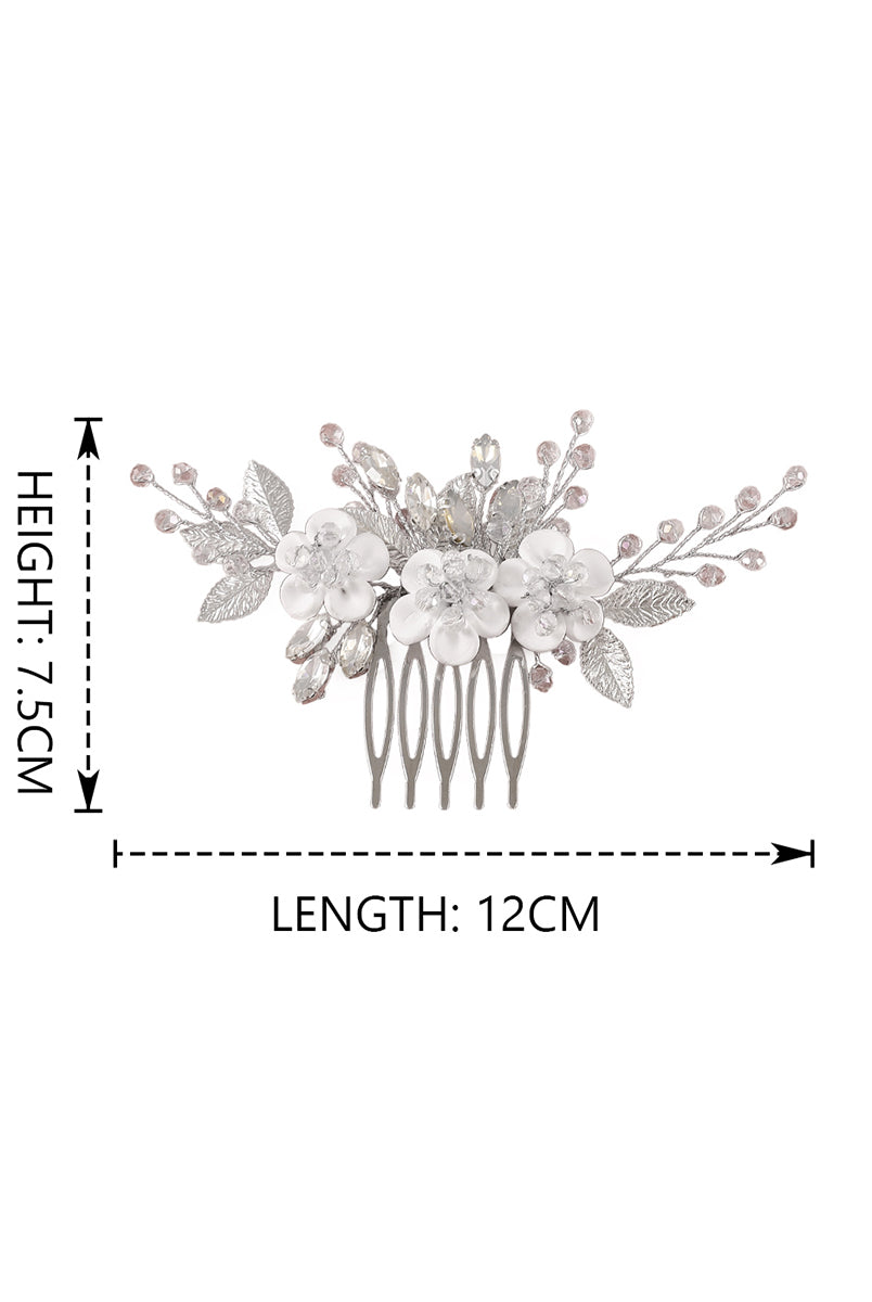 Handcrafted Opal and Rhinestone Hair Comb